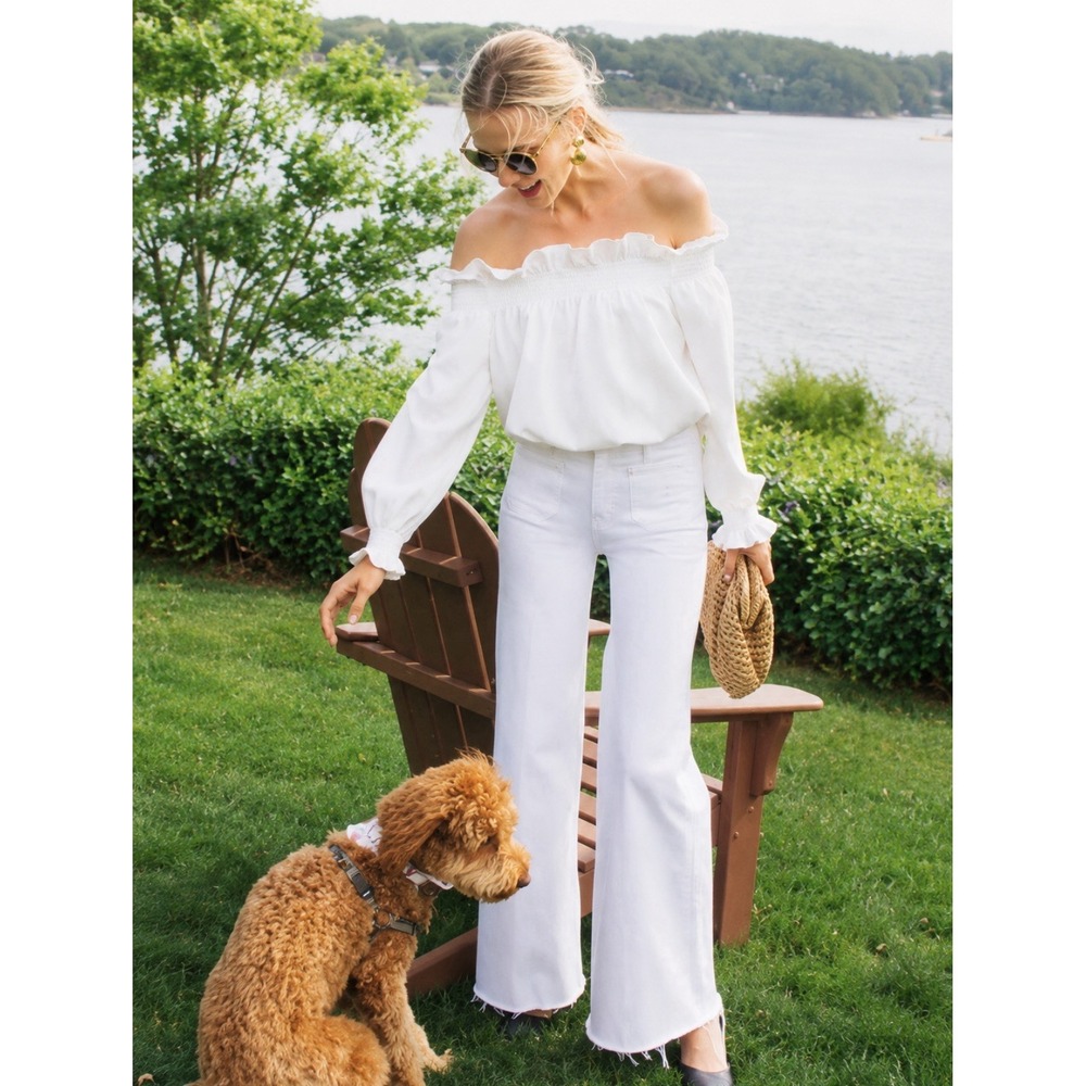 Tuckernuck Marguerite Off Shoulder Blouse Top White XXL Ruffle Smocked Coquette